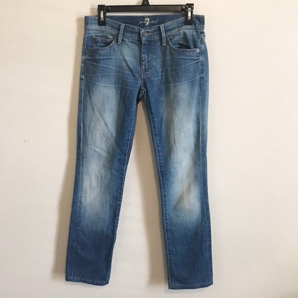 7 FOR ALL MANKIND Low Rise Straight Leg Jeans Size 27 - Picture 1 of 7